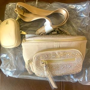 Tan Rhinestone Steve Madden Convertible Handbag